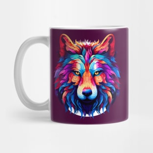 Abstract Chromatic Wolf: Vivid Artistic Portrait Mug